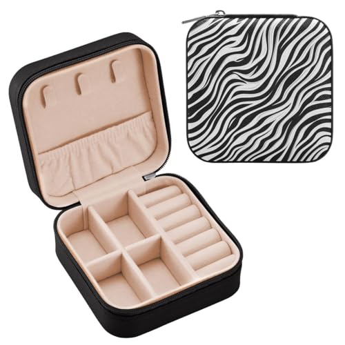 JUMBEAR Zebra-Streifen-Struktur, Reise-Schmuckkästchen, Organizer für Damen, Reise-Schmuckbox, Reise-Schmucketui, kleine Schmuckschatulle für Halskette, Armband, Ohrringe JUMBEAR Zebra-Streifen-Struktur, Reise-Schmuckkästchen, Organizer für Damen, Reise-Schmuckbox, Reise-Schmucketui, kleine Schmuckschatulle für Halskette, Armband, Ohrringe von JUMBEAR