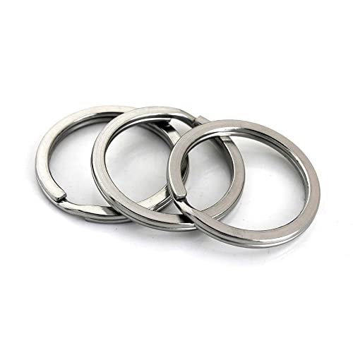 Flacher Ring-Schlüsselanhänger, geteilte Ringe, Flachdraht, Doppelschlaufe, 15–38 mm, Schlüsselanhänger, Schlüsselhalter, DIY, Lederhandwerk, Hardware, Edelstahl 304, 10 Stück ( Size : 15mm outer diam von JUMELA