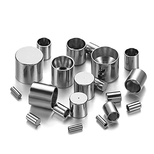 JUMELA Flachkopf-Eimer-Endkappe, 1,2–10 mm, Edelstahl-Endperlenkappen, Kordel-End-Crimpkappen for DIY-Zubehör, 30 Stück (Color : Stainless Steel, Size : 5mm 30pcs) von JUMELA
