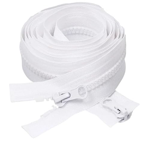 Kunststoff-Harz-Reißverschluss, schwarz, weiß, offenes Ende, 5#, 40/60/70/80/90/100/120/150/300 cm, for DIY Nähen, Mantel, Kleidung, Zelt, Zubehör, 1 Stück ( Color : White double slider , Size : 300CM Kunststoff-Harz-Reißverschluss, schwarz, weiß, offenes Ende, 5#, 40/60/70/80/90/100/120/150/300 cm, for DIY Nähen, Mantel, Kleidung, Zelt, Zubehör, 1 Stück ( Color : White double slider , Size : 300CM von JUMELA
