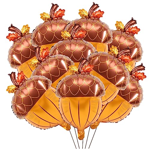 JUMPLAWN 10Stücke Aluminiumfolie Kiefernkegel Ballons für Herbst und Thanksgiving Partys Luftballons als Stilvolle Dekoration für Unvergessliche Feierlichkeiten von JUMPLAWN