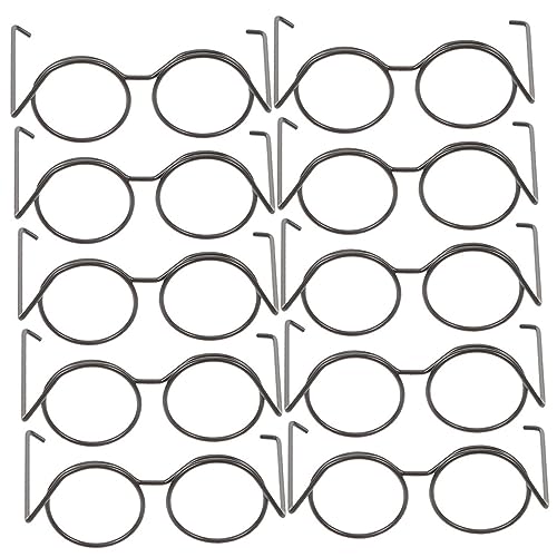 JUMPLAWN 10stücke Miniatur Brille Für Puppen Teiliges Aus Robustem Schwarze Runde Rahmen Ohne Gläser Puppenzubehör Für Rollenspiele Und Kreative Bastelprojekte von JUMPLAWN