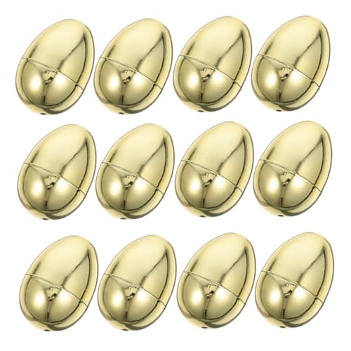 JUMPLAWN 12Stücke Goldene Ostereier aus Kunststoff Befüllbar für Geschenkkörbe und Eiersuche Leuchtendes Design für Party und Osterdekoration für Erwachsene von JUMPLAWN