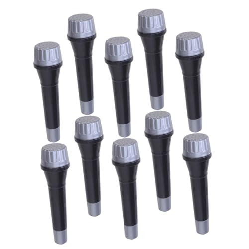 JUMPLAWN 16 Stück Mikrofon-Modellspielzeug kreative Mikrofonstütze simulierte Mikrofon-Requisiten Vortäuschen eines Mikrofonmodells Mikrofon für die Bühne Plastik Black von JUMPLAWN