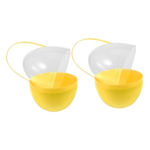 JUMPLAWN 2 Stück Jumbo Ostereier mit Griffen Große Plastikbehälter Eierform für Ostereiersuche Party Deko und Gelb von JUMPLAWN