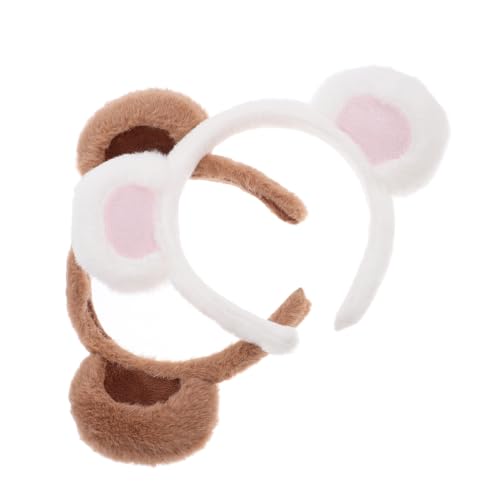 JUMPLAWN 2 Stück Teiliges Bärenohren Haarband Angenehm Verstellbar Niedliche Kopfbedeckung für Erwachsene Party Cosplay Täglicher Gebrauch Modisches Accessoire für Make Up und von JUMPLAWN