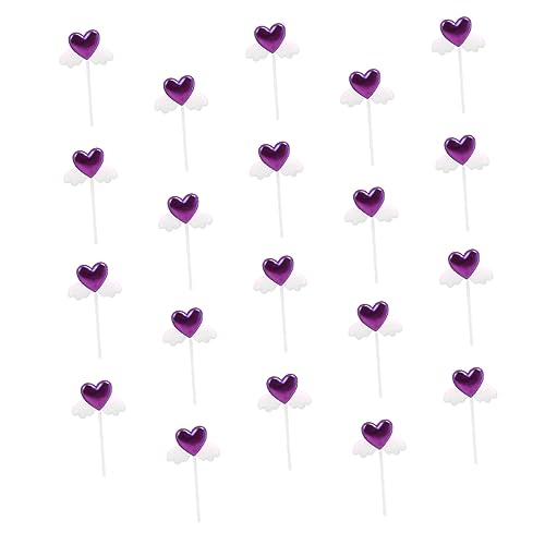 JUMPLAWN 20 Stück Herzflügel Cupcake Picks Flügel Cupcake Topper Kucheneinsätze (zufällige Farbe) von JUMPLAWN