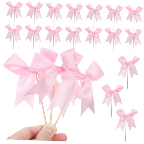 JUMPLAWN 20 Stück Schleifen Cake Picks Süße Cupcake Deko für Hochzeiten Geburtstagsfeiern und Jubiläen Charmante Tortendeko mit Elegantem Design Einfach Einzufügen und Vielseitig Einsetzbar von JUMPLAWN