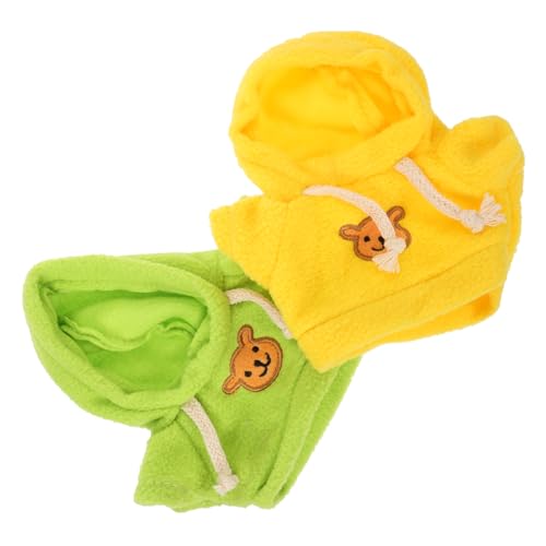 JUMPLAWN 2stücke Plüsch Bär Hoodie Kleidung Für Puppen Grüne Und Gelbe Sweatshirts Süße Bekleidung Für Stofftiere Einfach Anziehbar Langlebige Materialien von JUMPLAWN