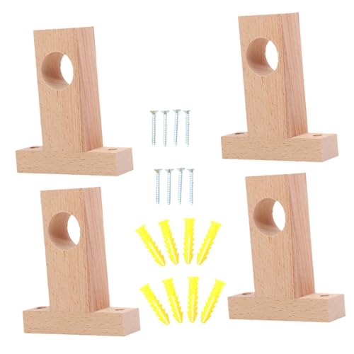 JUMPLAWN 4Stücke Holz Gardinenstangen Halterungen Robuste und Langlebige Vorhangstangenhalter für Einfache Montage und Sicheren Halt für Verschiedene Gardinenstangenarten von JUMPLAWN