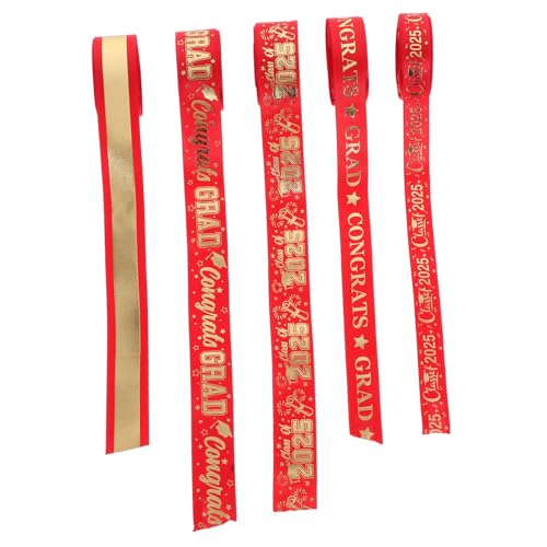JUMPLAWN 5 Rollen Geschenkband Zum Thema Abschlussfeier, 4,5 M Polyesterband Zum Nähen, Basteln, Verpacken Von Geschenken, Blumensträußen Und Partydekorationen JUMPLAWN 5 Rollen Geschenkband Zum Thema Abschlussfeier, 4,5 M Polyesterband Zum Nähen, Basteln, Verpacken Von Geschenken, Blumensträußen Und Partydekorationen von JUMPLAWN