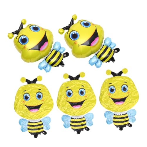 JUMPLAWN 5 Stück Große Bienchen Luftballons Tier Themen Ballons aus Aluminiumfolie Niedliche Cartoon Bienen Dekoration für Partys und Geburtstagsfeiern von JUMPLAWN
