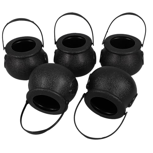 JUMPLAWN 5 Stück Halloween-Süßigkeiten-Eimer Zaubererkessel glühen drinnen Hexentopf kleine halloween dekoartikel Eimer behandeln Korb mit Halloween-Leckereien Abs Black von JUMPLAWN