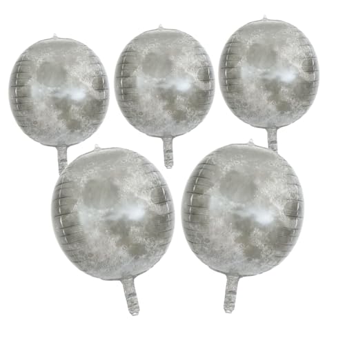 JUMPLAWN 5Stücke Mondballons aus Aluminiumfolie Weltraum Party Dekoration Luftballons für Hochzeiten Kindergeburtstage und Wissenschaftspartys Lebendige Farben von JUMPLAWN