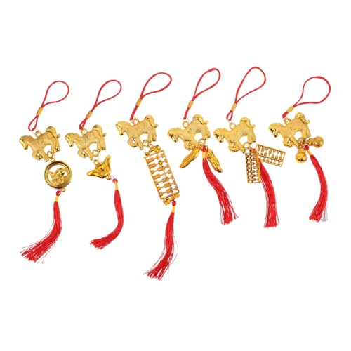 JUMPLAWN 6 Stück Teiliges Chinesische Neujahrs-Ornamente Jahr des Pferdes mit Roten Quasten Anhänger Glücksbringer für Büro und Zuhause Festliche Frühlingsdeko JUMPLAWN 6 Stück Teiliges Chinesische Neujahrs-Ornamente Jahr des Pferdes mit Roten Quasten Anhänger Glücksbringer für Büro und Zuhause Festliche Frühlingsdeko von JUMPLAWN