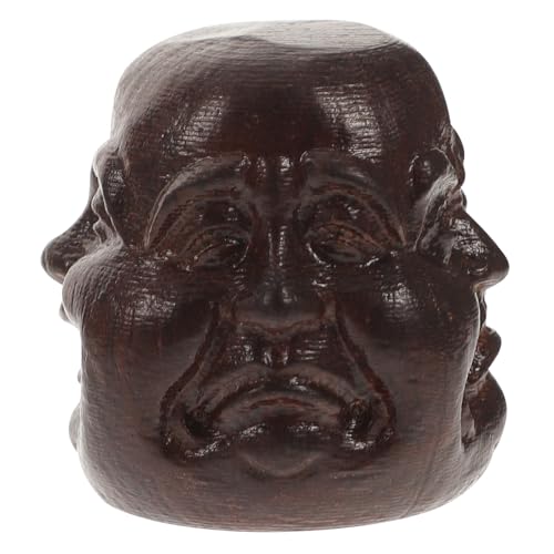 JUMPLAWN Handgeschnitzte Buddhakopf Holzfigur Retro Buddha Deko Auto Wohnzimmer Büro Tisch Schmuck aus Sedang Holzkunst von JUMPLAWN