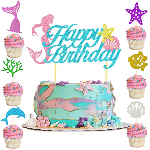 Kuchenaufsätze mit Meerjungfrauenmotiv, Cupcake-Aufsätze mit Meerjungfrauenmotiv als Geburtstagstorte für Kinder und Mädchen, Meerjungfrauenprinzessin, Unterwasserthema, Geburtstag, Babyparty Kuchenaufsätze mit Meerjungfrauenmotiv, Cupcake-Aufsätze mit Meerjungfrauenmotiv als Geburtstagstorte für Kinder und Mädchen, Meerjungfrauenprinzessin, Unterwasserthema, Geburtstag, Babyparty von JUMRHFAN