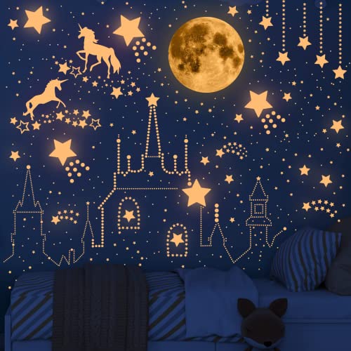 Leuchtende Sterne für Kinderzimmer Deko, Leuchtsterne Kinderzimmer,Leuchtsterne Selbstklebend Wandsticker, Perfekt für Kinder Kindergarten Schlafzimmer Wohnzimmer (Rosa) von JUNBAOYYDS