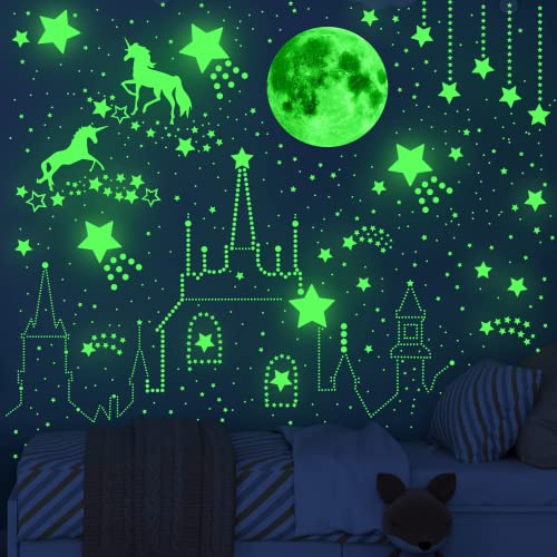 Leuchtende Sterne für Kinderzimmer Deko, Leuchtsterne Kinderzimmer,Leuchtsterne Selbstklebend Wandsticker, Perfekt für Kinder Kindergarten Schlafzimmer Wohnzimmer (grün) von JUNBAOYYDS