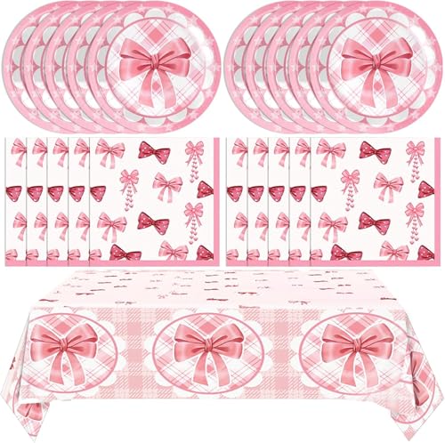 Partygeschirr Set, Geburtstag Deko Set, Partygeschirr Kindergeburtstag Dekoration, Geburtstag Deko Set, Partydekoration Geschirr Party Supplies Set (Rosa) von JUNBAOYYDS