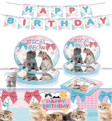 Partygeschirr Set, Geburtstag Deko Set, Partygeschirr Kindergeburtstag Dekoration, Geburtstag Deko Set, Partydekoration Geschirr Party Supplies Set (Schwarz weiß-2) von JUNBAOYYDS