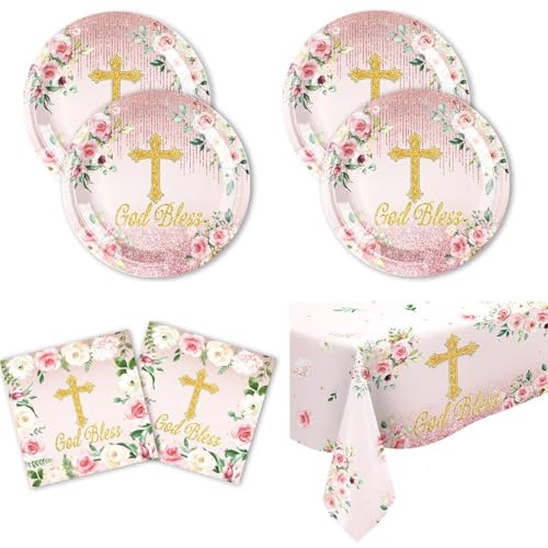 Partygeschirr Set, Geburtstag Deko Set, Partygeschirr Kindergeburtstag Dekoration, Geburtstag Deko Set, Partydekoration Geschirr Party Supplies Set (golden Rosa) von JUNBAOYYDS