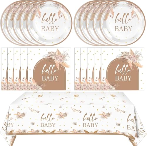 Partygeschirr Set, Partygeschirr, Party Zubehör Party Dekoration Kindergeburtstag Deko, für Kinder Geburtstagsfeier Deko Tisch Geburtstag Set für Kinder Mädchen Jungen (BABY-3) von JUNBAOYYDS