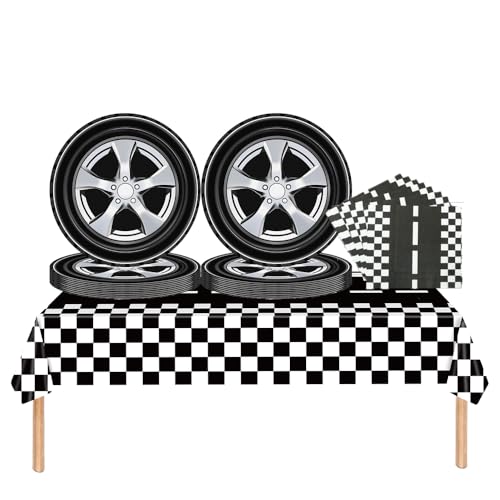 JUNBAOYYDS Racing Car Geburtstag Party Dekorationen, Auto-Rad-Party-Zubehör, für Kinder Geburtstagsfeier Deko Tisch Geburtstag Set für Kinder Mädchen Jungen (Reifen) von JUNBAOYYDS