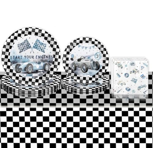 Autos Partygeschirr Set, Racing car Party Deko, Rennwagen Geburtstag Dekoration, Geburtstag Deko Set, Partydekoration Geschirr Party Supplies Set (blau weiß) Autos Partygeschirr Set, Racing car Party Deko, Rennwagen Geburtstag Dekoration, Geburtstag Deko Set, Partydekoration Geschirr Party Supplies Set (blau weiß) von JUNBAOYYDS