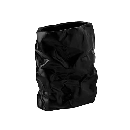 JUNCHENG1008 Vase Wohnkultur Vase Nordic Faltige Papiertüte Vase Blumentopf Vase Blumen Dekor Schreibtisch Ornamente zentrale Dekoration(Schwarz) von JUNCHENG1008