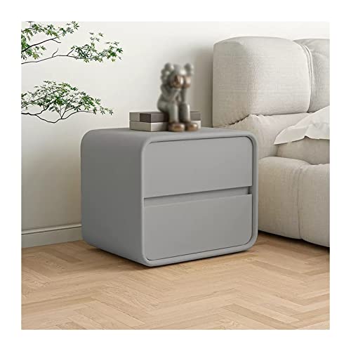 Nachttisch Nachttisch mit 2 Schubladen, moderner Nachttisch mit Mikrofaser-Leder-Finish, Kommode aus grauem Holz, Sofa-Beistelltisch for Schlafzimmer, Wohnzimmer, Flur mit Schublade(L50xD40xH47cm) von JUNCHENG1008