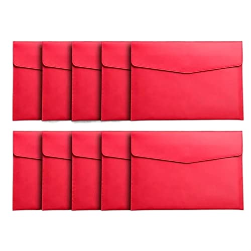 ordner 10 Stück A4-Papier-Aktenordner, Leder-Dokumententasche, verdickter Druckknopf, Vertragsrechnungs-Organizer, Premium-Ordner mit großer Kapazität büro ordner(Red) von JUNCHENG1008