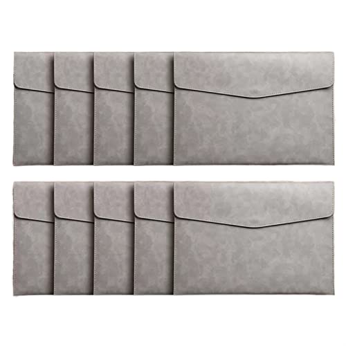 ordner 10 Stück A4-Papier-Aktenordner, Leder-Dokumententasche, verdickter Druckknopf, Vertragsrechnungs-Organizer for Schule, Büro, Zuhause büro ordner(Grigio) von JUNCHENG1008