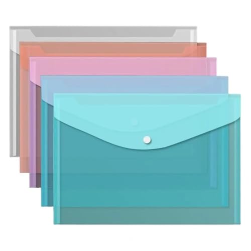 ordner 5 Stück transparente Dokumentenordner A4 Aufbewahrungsbeutel Tasche Kunststoff Aktenhalter Büro Schule Organisation büro ordner(Multicolor) von JUNCHENG1008