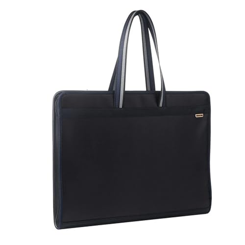 ordner A3-Ordner, große Kapazität, mehrschichtige Handtasche, Kunstpaket, Oxford-Stoffgriff, Reißverschluss-Aufbewahrungstasche büro ordner(Schwarz) von JUNCHENG1008