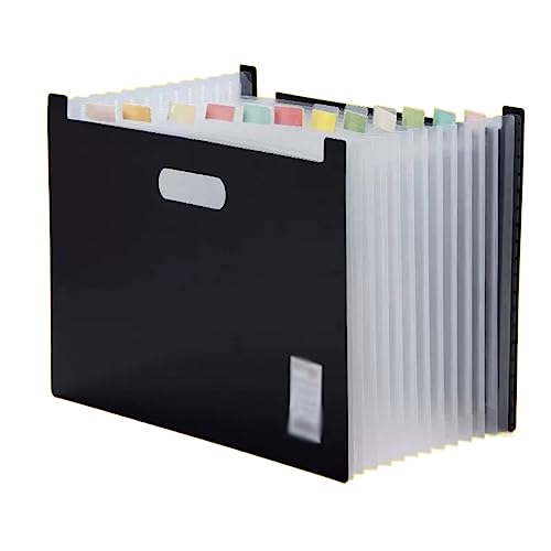 ordner Vertikaler Handheld-Ordner, 13 Schichten großvolumiger Datenspeicher-Einsatztasche, horizontaler Stretch-Datei-Organisationsordner büro ordner(Schwarz) von JUNCHENG1008