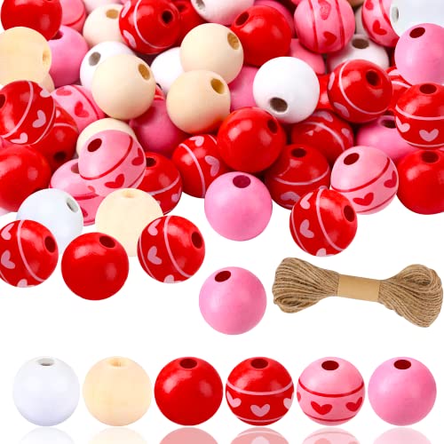 JUNEBRUSHS Rote Holzperlen, 120 Stück Bunte Holzperlen zum Auffädeln 16 mm Valentinstag Natürlich Runden Holzperlen für DIY Basteln Party Urlaub Dekoration JUNEBRUSHS Rote Holzperlen, 120 Stück Bunte Holzperlen zum Auffädeln 16 mm Valentinstag Natürlich Runden Holzperlen für DIY Basteln Party Urlaub Dekoration von JUNEBRUSHS