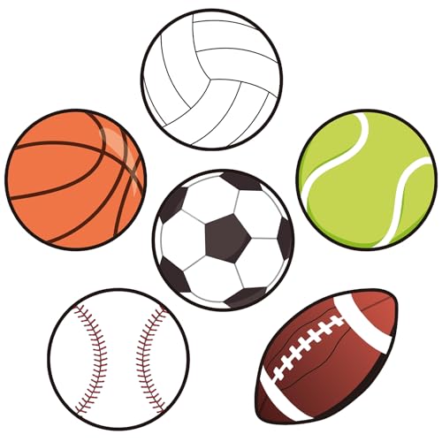 JUNEBRUSHS Sportausschnitte, 60 Stück Sportball-Papierausschnitte mit 100 Klebepunkten für Pinnwand-Dekorationen, verschiedene Kugel-Ausschnitte für Sport, Mottoparty, Klassenzimmer, Heimdekoration JUNEBRUSHS Sportausschnitte, 60 Stück Sportball-Papierausschnitte mit 100 Klebepunkten für Pinnwand-Dekorationen, verschiedene Kugel-Ausschnitte für Sport, Mottoparty, Klassenzimmer, Heimdekoration von JUNEBRUSHS