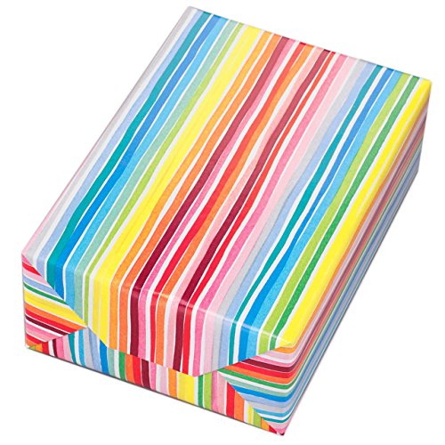 JUNG SCHÖNER VERPACKEN Geschenkpapier Geburtstag 1 Rolle 50 cm x 50 m, 80 g/qm, Louisdor, bunte Streifen und Linien. Geschenkpapier Kinder, Geburtstagsgeschenkpapier Kinder. von JUNG SCHÖNER VERPACKEN