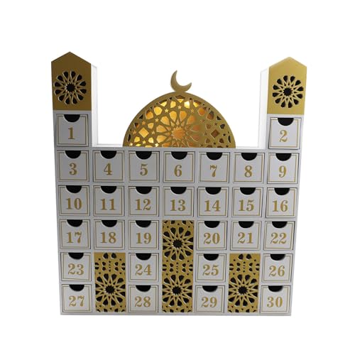2023 Eid Countdown Kalender Holz Adventskalender Mit LED Licht Eid Dekorationen Für Home Islamische Muslims Partyzubehör von JUNNASALIKER