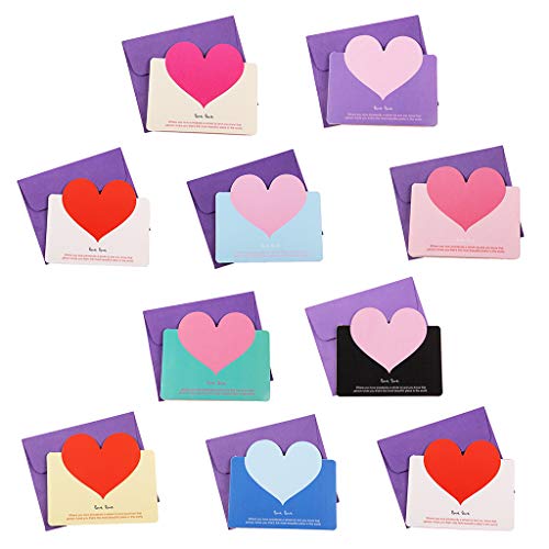 JUNNASALIKER 10pcs/Bag Gemischte Farbe Liebe Herz Formgrußkarte Valentinstag Geschenkkarte Wir von JUNNASALIKER