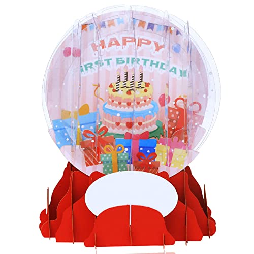 JUNNASALIKER 3D Kuchenkristallball Alles Zum Geburtstag Grußkarte Segen Handschrift Vorräte Für Neujahr Geburtstagsurlaub Segen von JUNNASALIKER