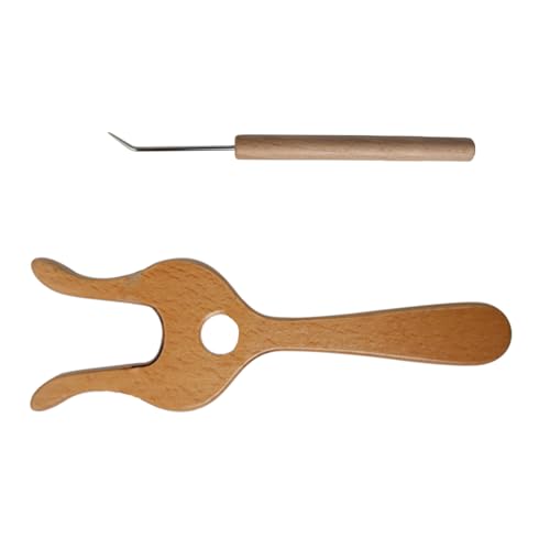 JUNNASALIKER Holz Strickgabelschnur Making Set Mit Gebogener Spitze Nadel Holzschnur Flechten Fork Webwerkzeug Für Anfänger Handgefertigtes Handwerk von JUNNASALIKER