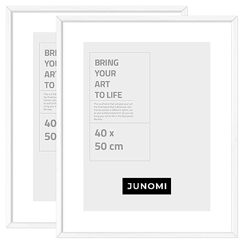 JUNOMI® 2 x Bilderrahmen 40 x 50 cm Holz | Farbe Weiß Mit Bruchsicherem Acryl-Glas von JUNOMI
