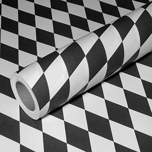 50m x 0,40m JUNOPAX® Geschenkpapier Raute schwarz-weiß von JUNOPAX
