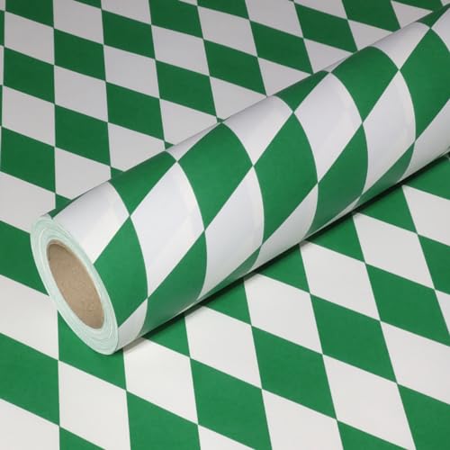 50m x 1,00m JUNOPAX® Geschenkpapier Raute grün-weiß von JUNOPAX