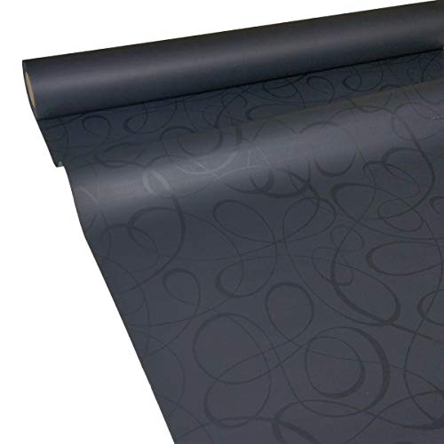 JUNOPAX 50m x 0,75m Papiertischdecke Loop schwarz von JUNOPAX