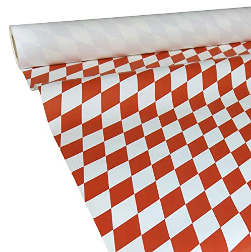 JUNOPAX 50m x 0,75m Papiertischdecke Raute rot-weiß von JUNOPAX