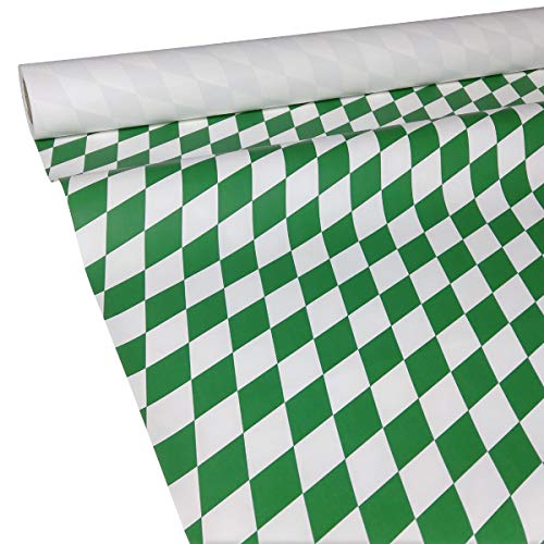 JUNOPAX 50m x 1,00m Papiertischdecke Raute grün-weiß von JUNOPAX