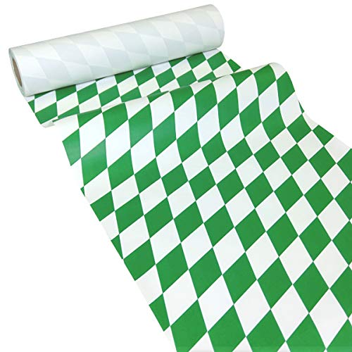 JUNOPAX Papiertischläufer 50m x 0,40m Raute grün-weiß, nass- und wischfest von JUNOPAX
